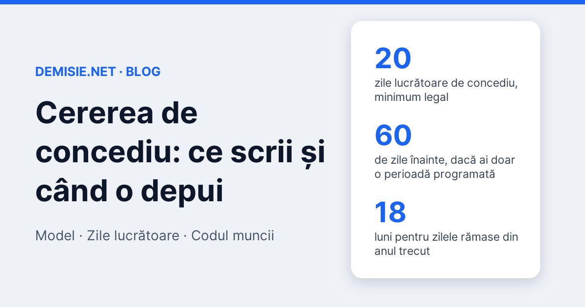 Cererea de concediu de odihnă: ce scrii în ea și când o depui